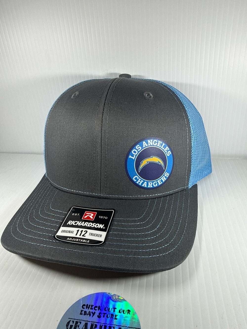 Richardson 112 LA Chargers Trucker Hat Charcoal/ Blue Snapback Adjustable